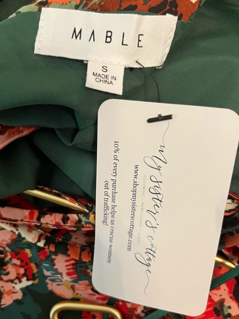 Mable Floral Satin Cowl Neck Green Maxi Dress Small - Picture 5 of 9
